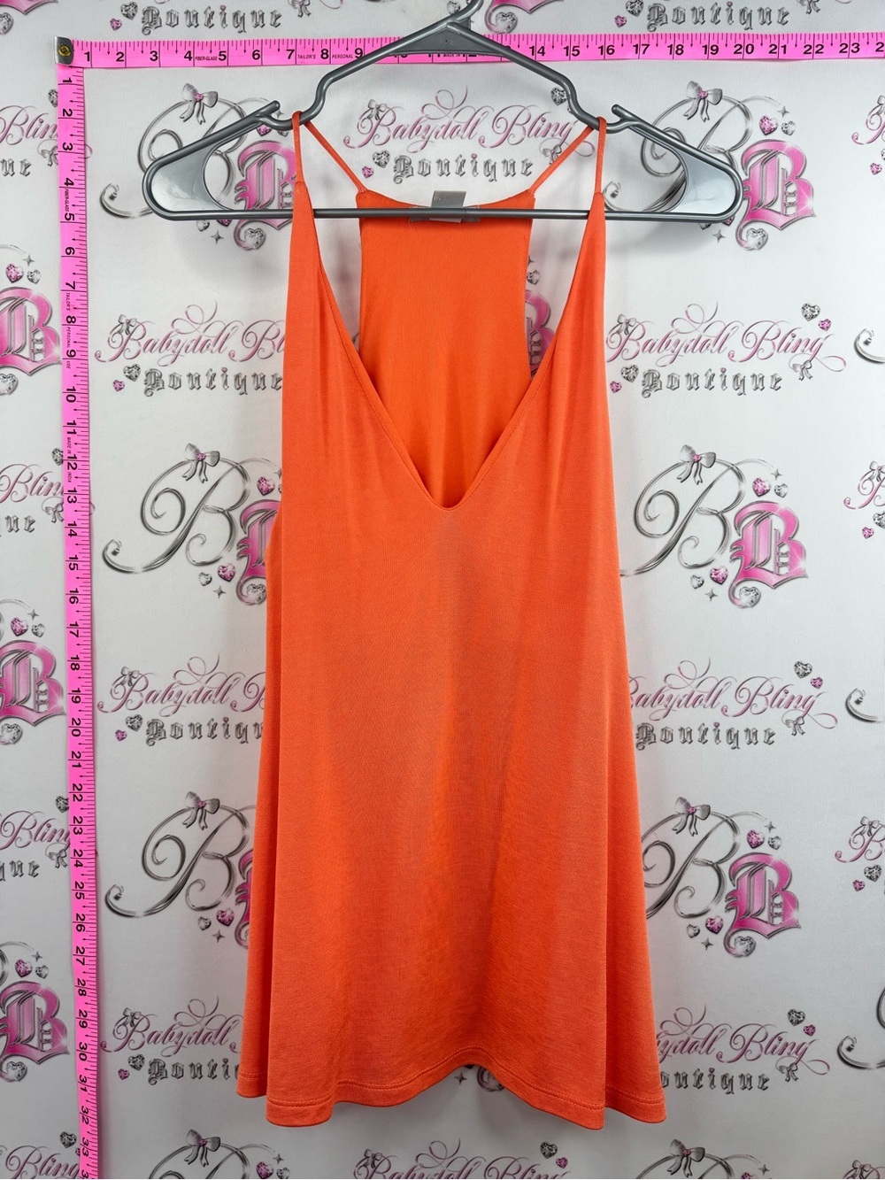 H&M tank top flowy bright neon summer Orange V-Neck Racerback Tank Top